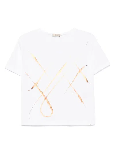 Herno Artistic Design T-shirt With Metallic Accents In 白色