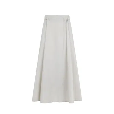 Herno Gray Elastane Long Skirt In Neutral