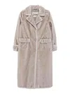 Herno Long Faux Fur Coat With Classic Collar And Button Closure In Neutral