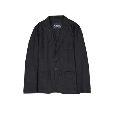 HERNO HERNO GRAY WOOL MEN'S BLAZER