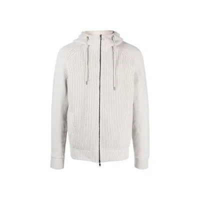 Herno Wool Hooded Bomber Jacket In White