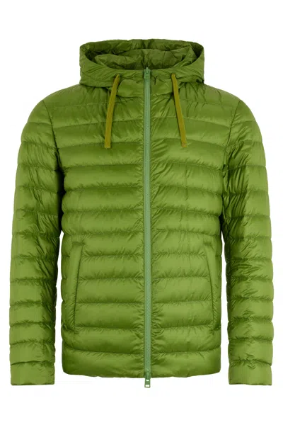 Herno Green Padded Jacket With Hood And Zipper