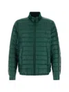 Herno Nylon Down Jacket Elasticated Cuffs Stand Collar In Green