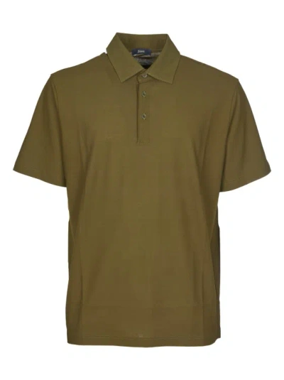 Herno Green Polo Shirt In Lightweight Crepe Voile Jersey