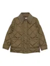 Herno Green Quilted Jacket With Corduroy Collar In Brown