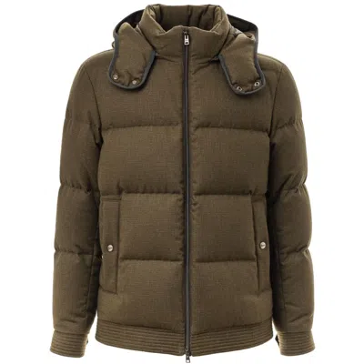 Herno Removable Hooded Padded Bomber  In Verde
