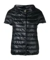Herno Short-sleeve Snap-front Quilted Puffer Jacket In Black