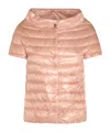 Herno Puffer Jackets With Short Sleeves And High Collar In Pink