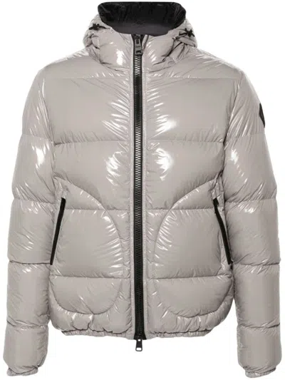 Herno Patent Hooded Puffer Jacket In Grey
