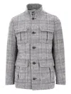 Herno Prince Of Wales Wool-blend Field Jacket In Gray