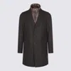 Herno Wool Coats Featuring Back Vent In Gray