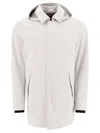 Herno Grey Coat With Hood And Zip Closure In White