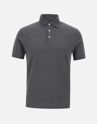 Herno Grey Cotton Piqué Polo