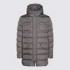 Herno Long-sleeved Hooded Down Jacket In Grigio Metall
