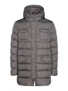 Herno Long-sleeved Hooded Down Jacket In Gris