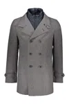 Herno Removable-panel Double-breasted Coat In Gray