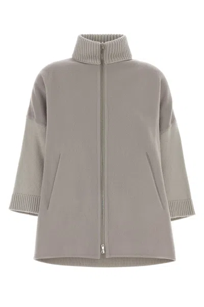 Herno -style Wool Flannel And Knit Cardigan For Women In Gray