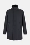 Herno Straight-cut Coat With Eco Fur Collar In Gray