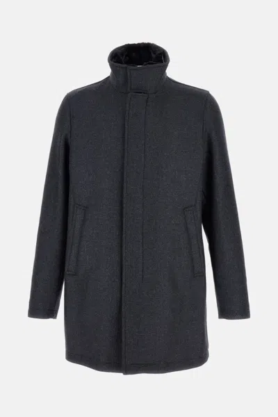 Herno Grey High-neck Coat In Gray