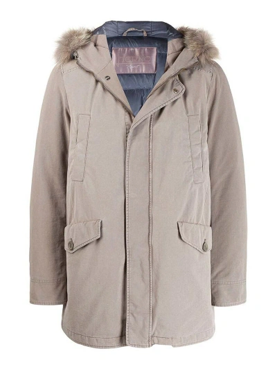 Herno Grey Hooded Parka Coat