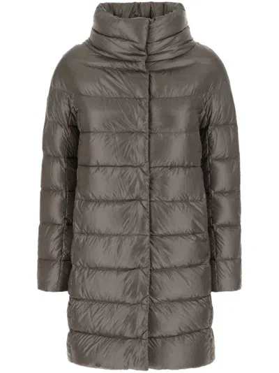HERNO GREY QUILTED- LONG JACKET