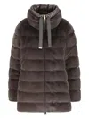 Herno A-shape Down Jacket Drawstring Detail In Brown