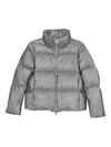 Herno Metallic-effect Quilted Jacket In Silver