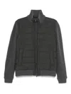 Herno Padded Bomber Jacket With Knitted Sleeves In Gray