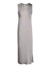 Herno Glossy Satin Midi Dress With Clean-cut Silhouette In Chantilly