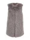 Herno Grey Sleeveless Vest With Concealed Closure On The Front In Ecofur Woman In Gray