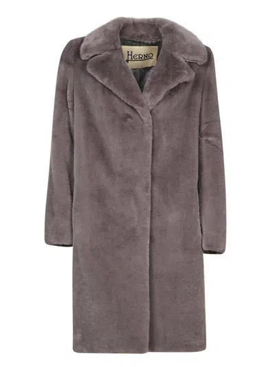 Herno Straight Hem Mid-length Coat In Grey