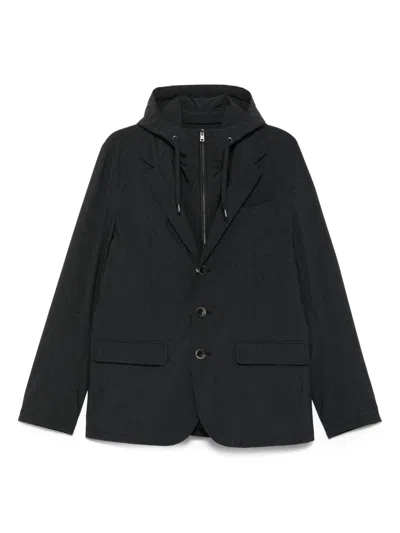 Herno Grey Synthetic Clothing Jackets In Black