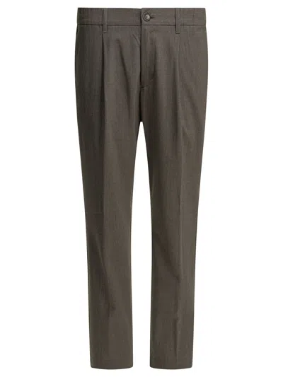 Herno Grey Virgin Wool Trousers In Gray