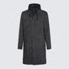 Herno Men's Black Bouclã© Coat With Hood In Grey