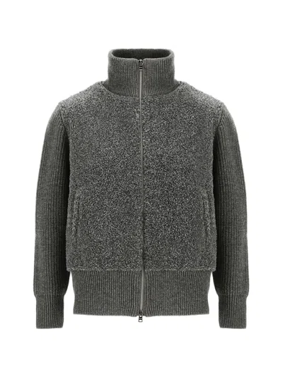 Herno Grey Wool Sweater In Gold
