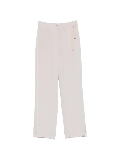 HERNO GROSGRAIN-DETAIL SLIT-HEM TROUSERS