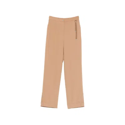 Herno Grosgrain-detail Slit-hem Trousers In Brown