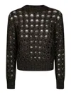 Herno Mesh Crewneck Sweater In Brown