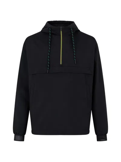 Herno Half-zip Windbreaker In Black