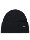Herno Ribbed Logo-plaque Beanie In Black