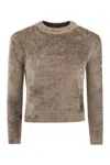 Herno Resort Pullover In Chenille Knit In Brown
