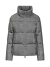Herno Corduroy Blend Puffer Jacket With High Collar And Lurex Detail In Gray