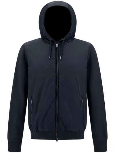 Herno Blue Jacket With Zip-up Front In Black