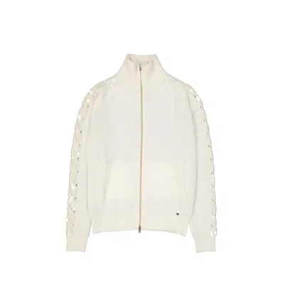 Herno Long-sleeved Knitted Cardigan In White