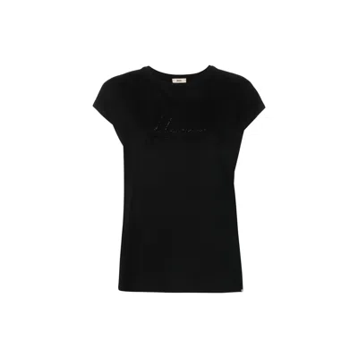 Herno Crystal Embellished Logo T Shirt In Black