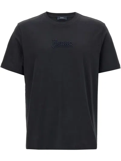Herno Embroidered Logo T-shirt In Blue