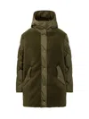 Herno Hooded Long Length Two-tone Jacket In Green