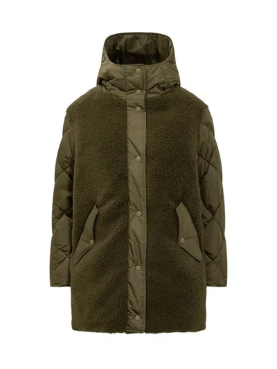 Herno Green Parka With Shearling Details