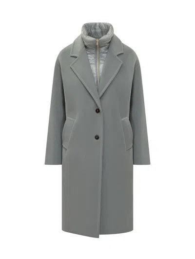 Herno Grey Coat With Padded Vest Inside In Gray
