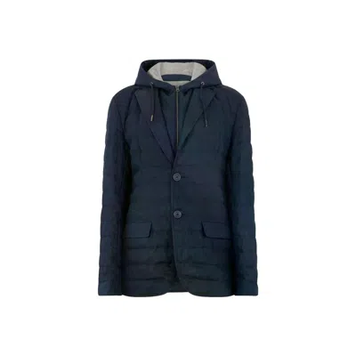 Herno Linen Quilted Jacket In Blue